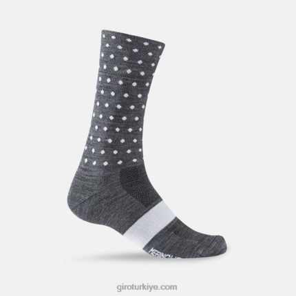 4P62R902 Giro üniseks mevsimlik merinos yünü çorap kömür/beyaz noktalar